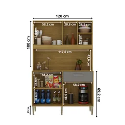 Kit Cozinha 5 Portas 1 Gaveta 2539 Freijó Gris 8977 - Kits Paraná